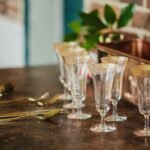 a group of empty glasses